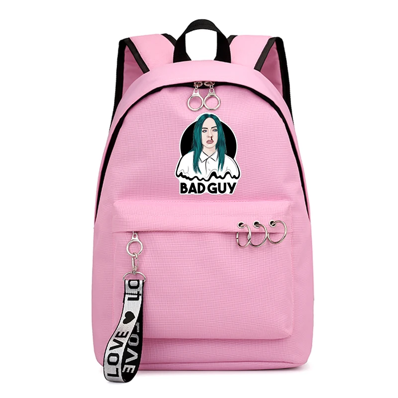 Billie Eilish рюкзаки для путешествий Черный Розовый Рюкзак Mochila школьные сумки для девочек-подростков Tassen холст Sac Dos Femme Bookbag - Цвет: 17