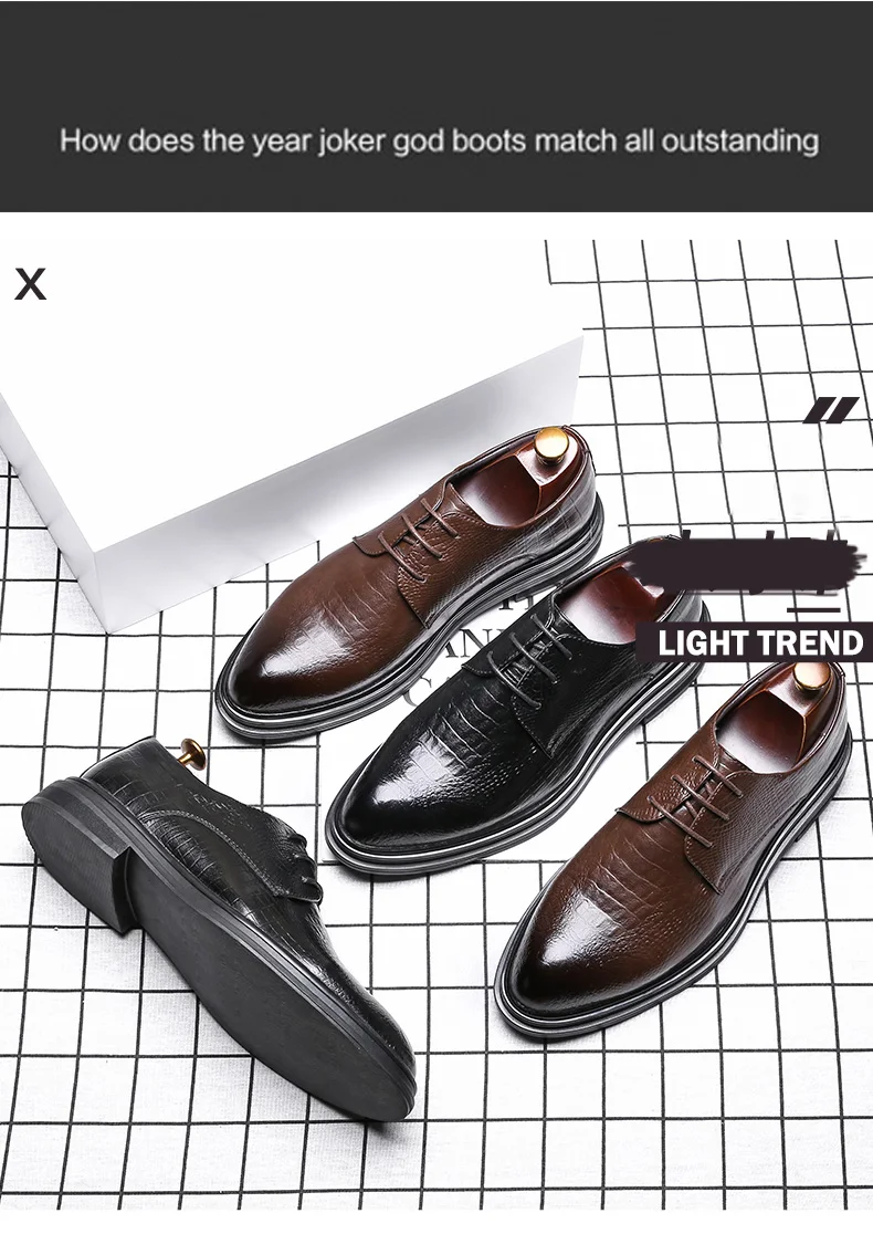 Misalwa/износостойкие Мужские модельные туфли-оксфорды на толстой подошве; кожаные официальные деловые офисные туфли; традиционные мужские туфли размера плюс
