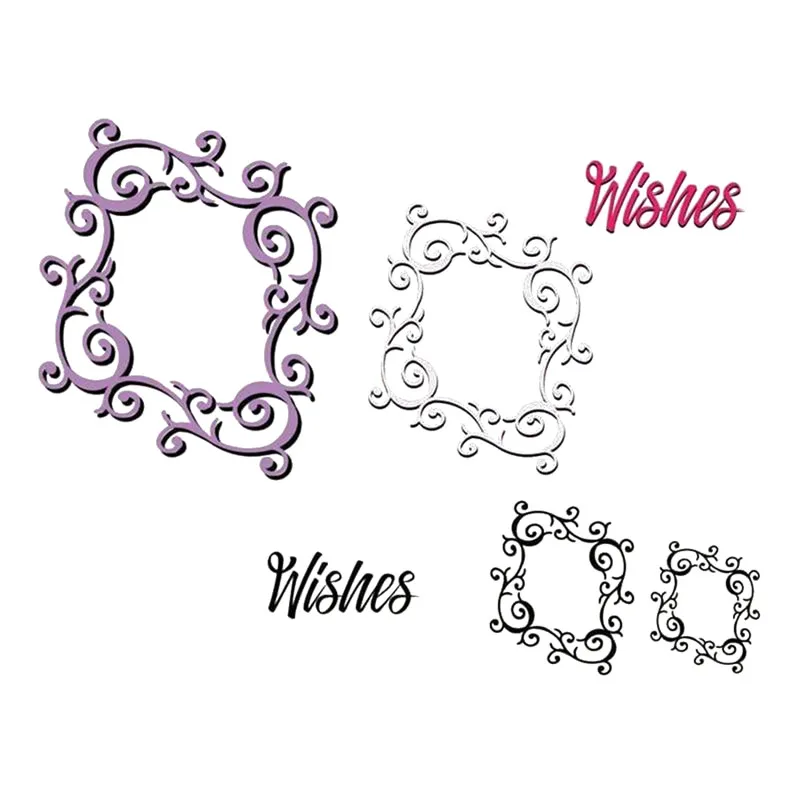 

InLoveArts 2 Sizes Lace Border Dies Wishes Letter Metal Cutting Dies Scrapbooking Embossing Stencils Paper Die Cut Photo Album