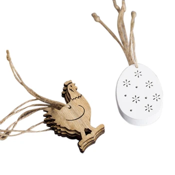 

New Easter Decoration Family Party Wooden Openwork Wood Crafts Label Decoration Pendant