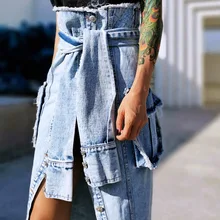 Шикарная летняя Новинка Европейская Дизайнерская Женская Повседневная джинсовая юбка винтажная длинная юбка для женщин