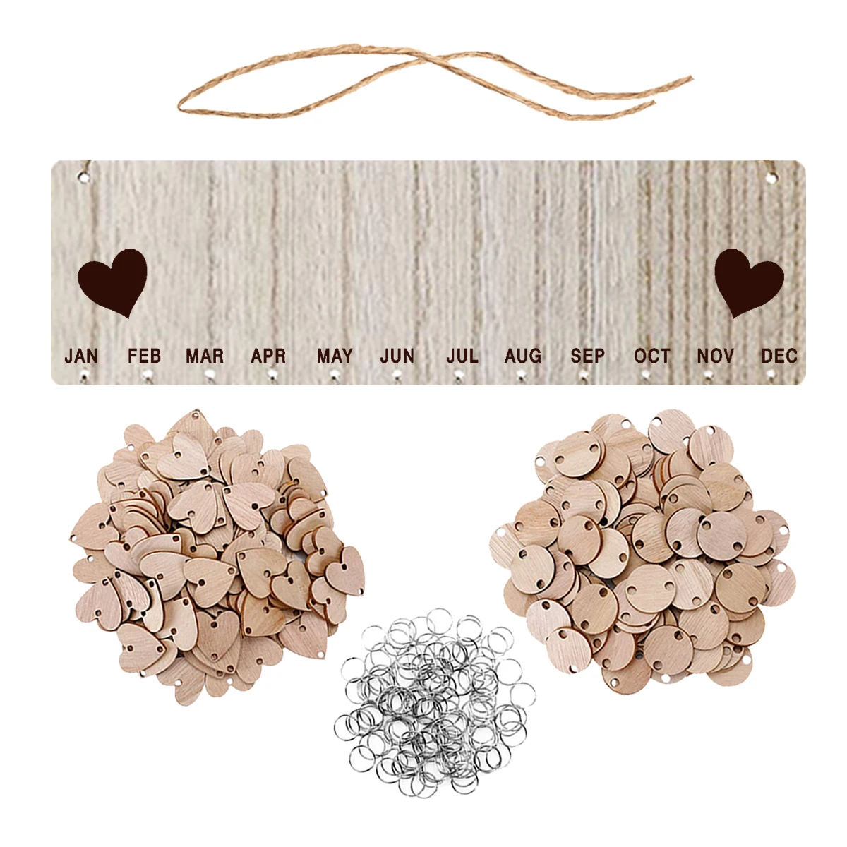 Reminder Birthday Calendar Board Wooden Plaque Wall Hanging Heartslice Discs Tag Family Decor