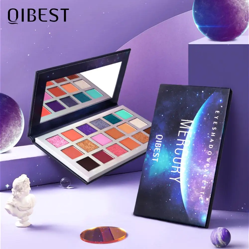 Палетка теней для век QIBEST 18 цветов блестящий матовый макияж пигмент Дымчатых