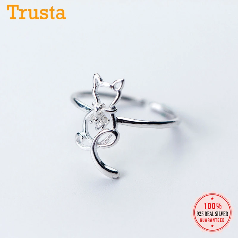Cute Cat Ring Elegant 925 Sterling Silver Gothic Genuine For Girls Women Gift US 