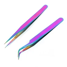 De acero inoxidable Pinzas de punta recta y punta curvada para extensi/ón de pesta/ñas Pinzas profesionales para pesta/ñas
