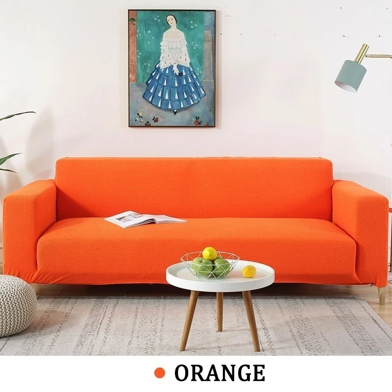 orange 12 цветов, 1-4 сиденья, сплошной цвет/Нескользящий чехол для дивана, защитный чехол для дивана, набор - Цвет: orange