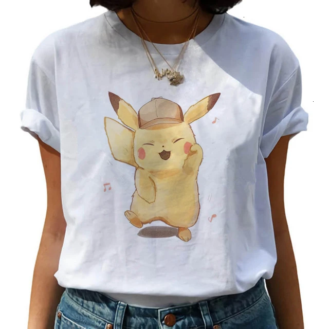 Забавные футболки в стиле Покемон го Харадзюку, женская футболка с героями мультфильмов каваи Пикачу, Милая футболка 90 s, модная уличная одежда, женские футболки - Цвет: 2507