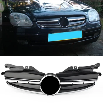 

W170 Car Front Grille 2Pin ABS Mesh Grill For Mercedes Benz R170 SLK-Class 1998 1999 2000 2001 2002 2003 2004 Chrome Black