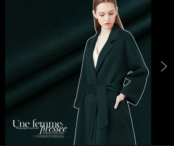 Двойная шерстяная кашемировая ткань мягкая тонкая шерстяная ткань зимнее пальто плащ плотная темно-зеленая кашемировая ткань шерстяная ткань