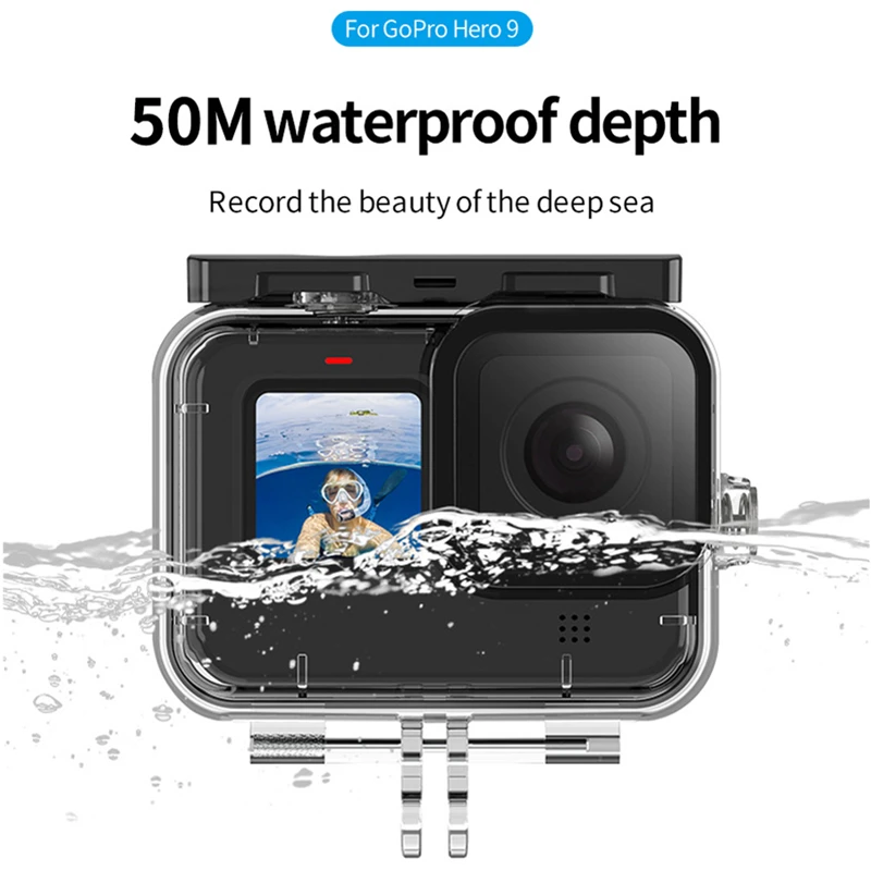 

50M Waterproof Case Underwater Tempered Glass Diving Housing Cover Lens Filter for GoPro Hero 9 Black Camera Accessories