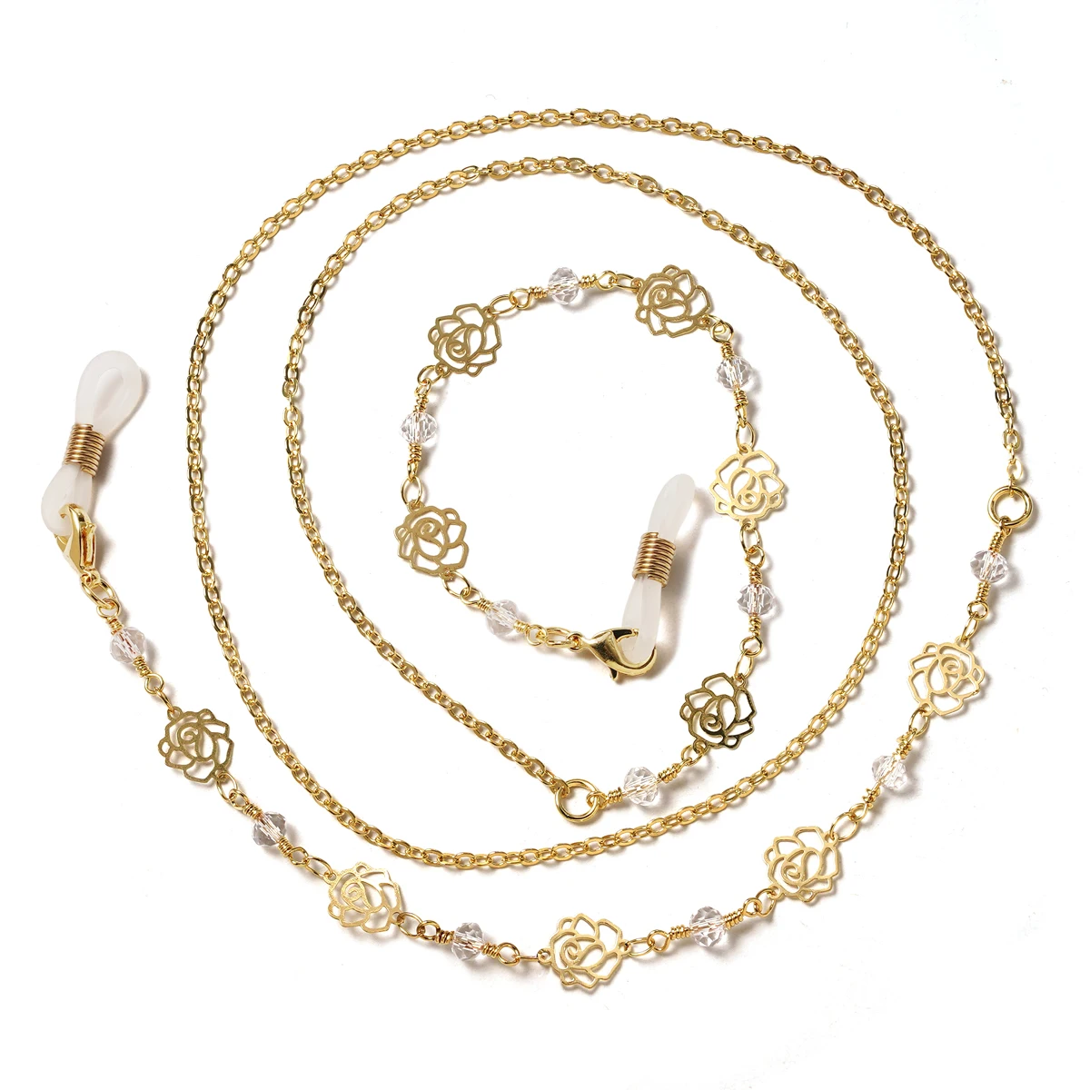 Elegant Acrylic Pearl and Crystal Eyeglasses Chain Necklace - Fashion Jewelry Accessory