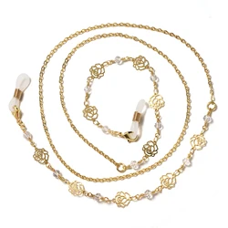Elegant Acrylic Pearl and Crystal Eyeglasses Chain Necklace - Fashion Jewelry Accessory (WHITE)