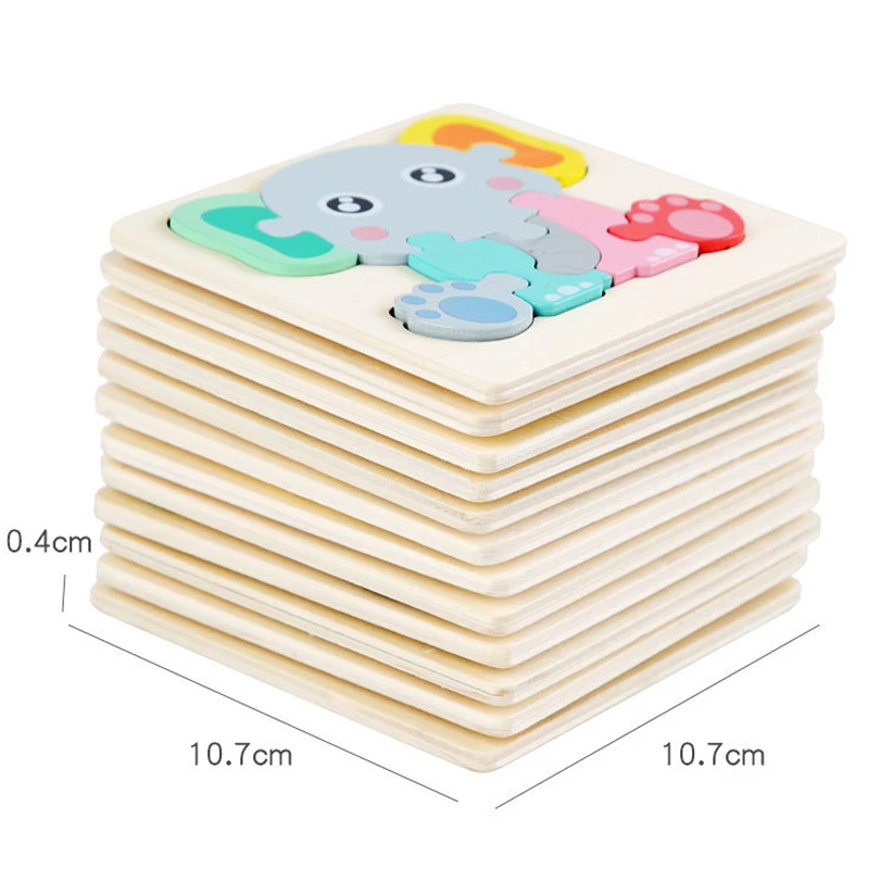 Colorful 3D Cartoon Animal and Vehicle Wooden Puzzle Set