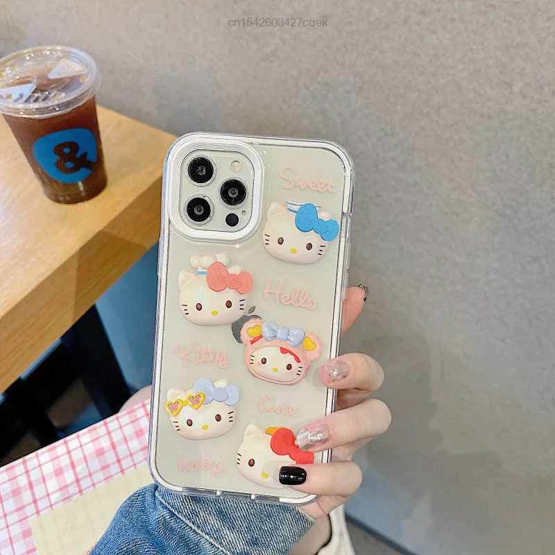 Sanrio Hello Kitty Cartoon KT Cat Y2k Aesthetic Phone Case For IPhone 13 12  11 Pro Max X XS XR 7 8Plus Soft Back Cover Shell TPU