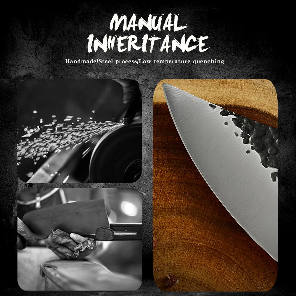 CBXG10840-4cr13不锈钢花梨木弯柄三钢钉8寸发黑锤纹特大剔骨刀(刀面弧形,刀柄带挂钩)_05