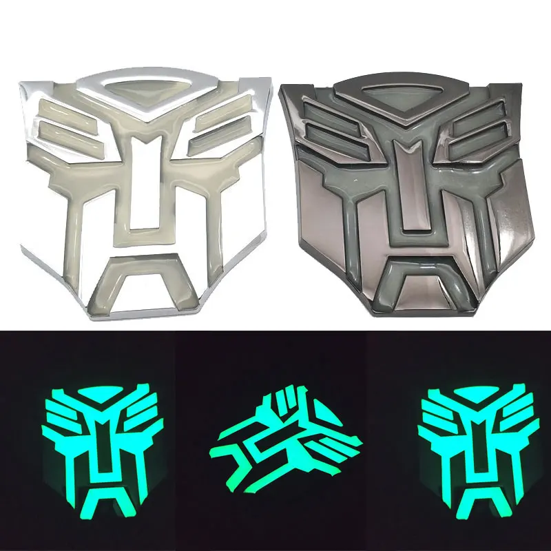 Car styling in metallo auto-luminoso dopo assorbire i trasformatori di luce Autobot Emblem Badge Sticker Decal