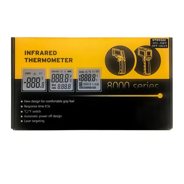 Termometry cyfrowe Laser podczerwony miernik temperatury bezdotykowy pirometr Imager higrometr Tester DT8550E -50 ℃ do 550 ℃ tanie tanio LESHP Termometr na podczerwień NONE CN (pochodzenie) -50℃~550℃(-58℉~1022℉) ±2 2℃ 12 1 0 1 to 1 0 500ms (8-14) um Termometry cyfrowe Laser podczerwony miernik temperatury bezdotykowy pirometr Imager higrometr Tester DT8550E -50 ℃ do 550 ℃ tanie tanio LESHP Termometr na podczerwień NONE CN (pochodzenie) -50℃~550℃(-58℉~1022℉) ±2 2℃ 12 1 0 1 to 1 0 500ms (8-14) um