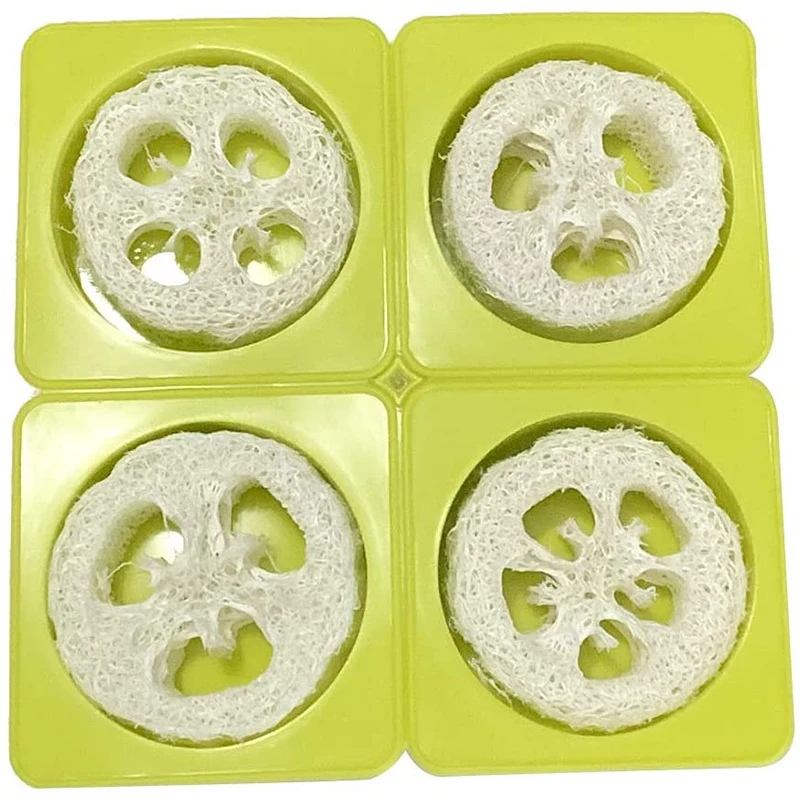 4Cavity Round Silicone Soap Mold Natural Loofah Soap Making Kit Mold 4pcs Loofah Slices Cuts