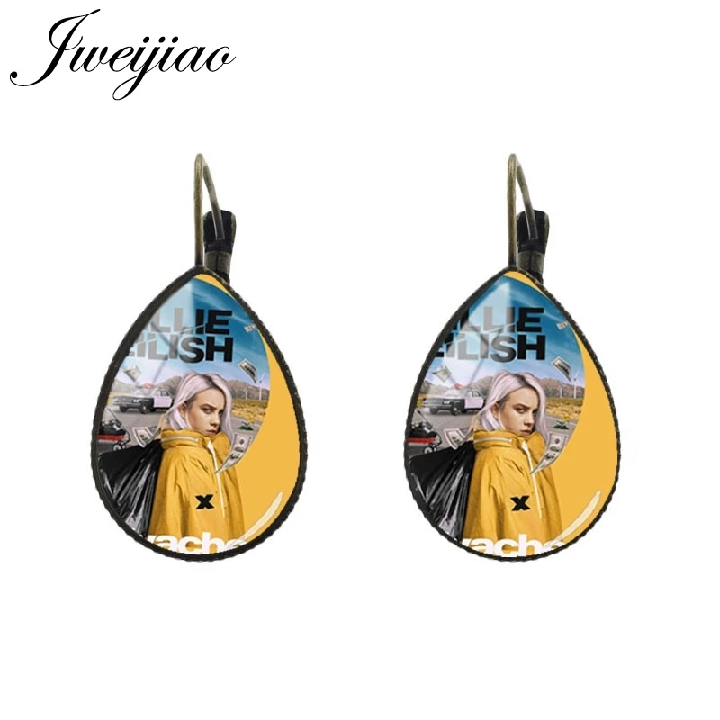 JWEIJIAO Billie Eilish, серьги, слеза, капля воды, серьги на клипсах для ушей, персональное лицо, угрюмое лицо, стиль хип-хоп, подарок для фанатов, горячая распродажа, Kolye HB10