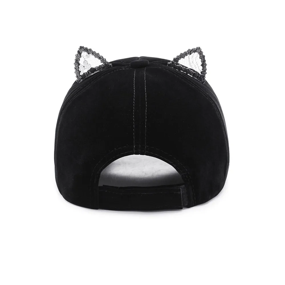 Hip Hop Adjustable Women Baseball Cap Performance Curve Cap Cat Ear Hat Rayon Solid Stylish Cute gorras para mujer Simple gorra