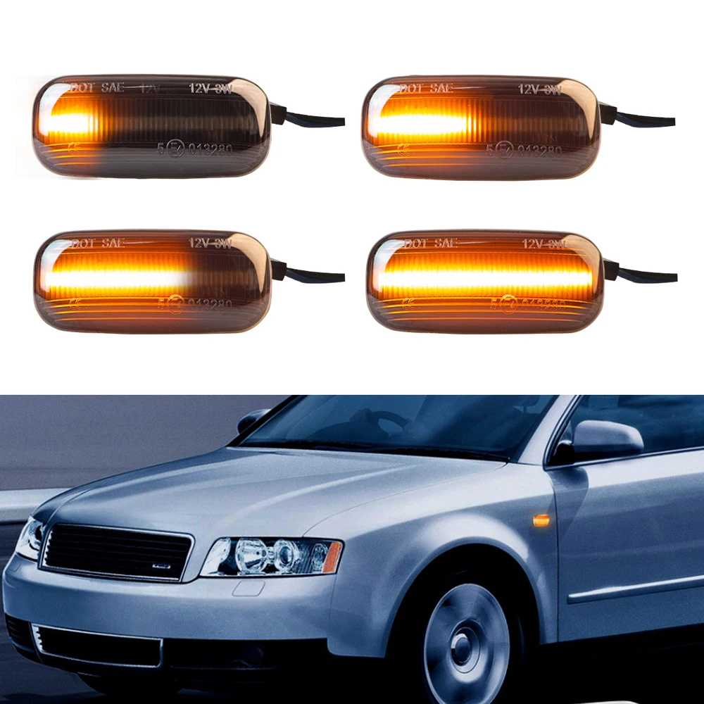 

2x Turn Signal Light Sequential Blinker Light Led Dynamic Side Marker Light For Audi A4 S4 RS4 A6 S6 RS6 C5 C7 A3 S3 8P B6 B7 B8