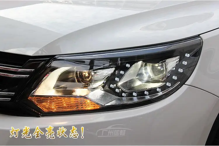 Автомобильный Стильный чехол на голову для Volkswagen Tiguan 2013 светодиодный головной светильник DRL Дневной ходовой светильник Биксеноновые аксессуары