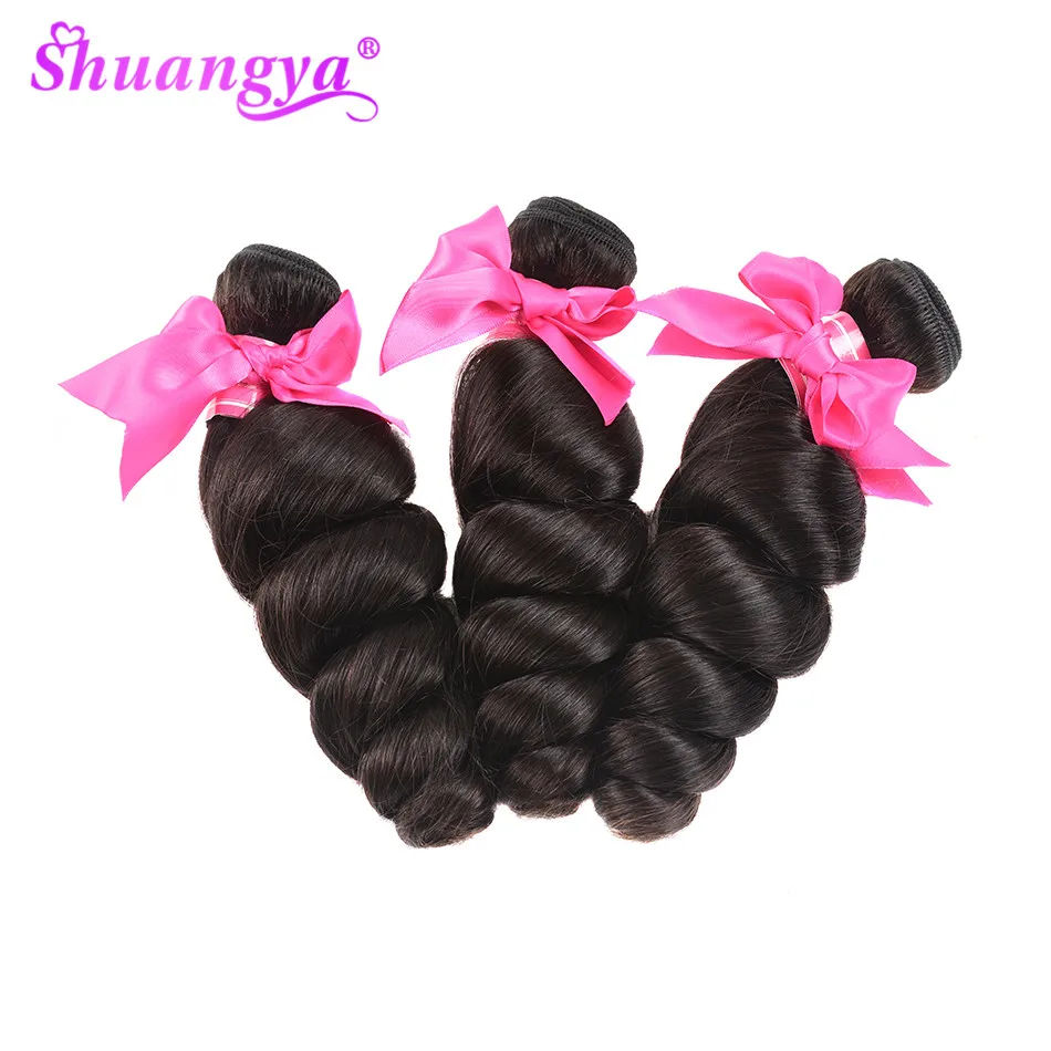 Shuangya Hair Indian Loose Wave Bundles With Closure Remy Hair Human Hair Bundles With Closure 3 Bundles With Closure