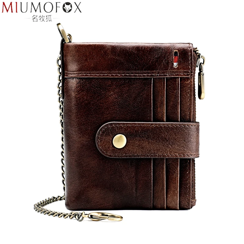 

RFID Anti-theft Men Wallets Genuine Leather Bifold Vintage Short Male Purse Coin Pouch Multi-functional Designer Cards Wallet