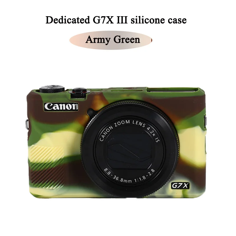 G7X III army green Красивая видеокамера для камеры Canon G7XII G7X II G7X mark 3 G7X III G5X II силиконовый чехол резиновый чехол для камеры защитный чехол - Цвет: G7X III army green