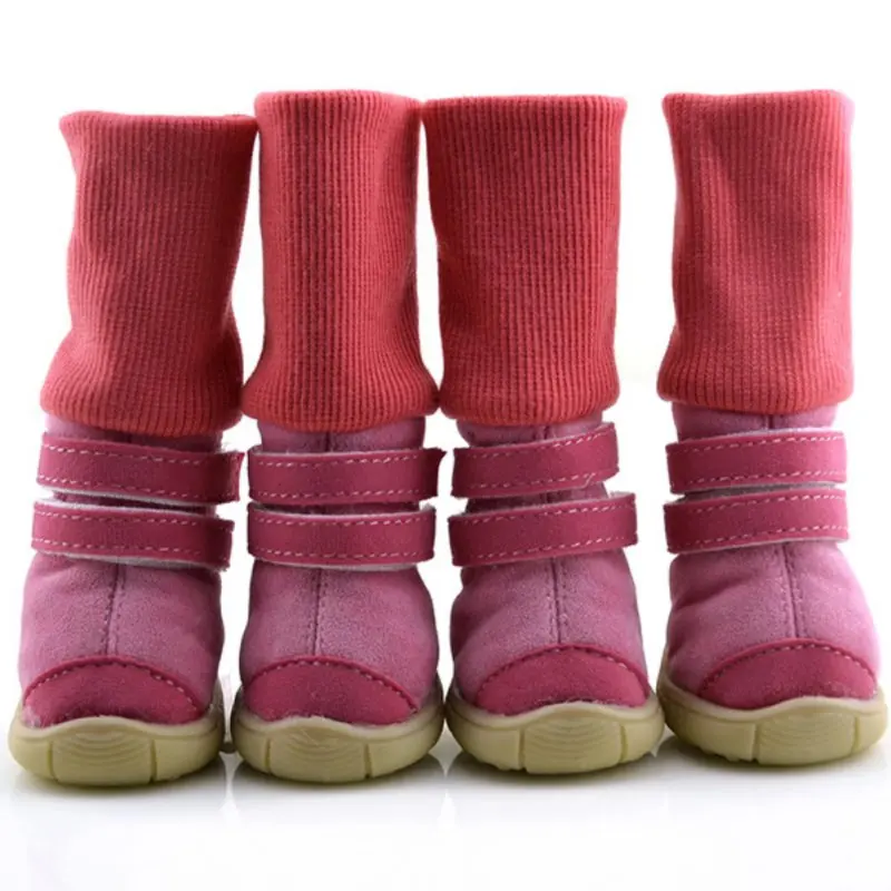 Обувь для домашних животных с густым мехом; обувь для маленьких собак; теплые зимние ботинки; плюшевый Пудель; кофейный, розовый, фиолетовый цвет