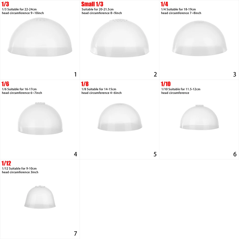 Silicone Doll Headgear for 1/3 1/4 1/6 Dolls Anti Slip White