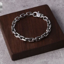 S925 Стерлинговое серебро ювелирные изделия классические дикие личности ретро тайские серебряные мужские квадратные кольца пряжка браслет