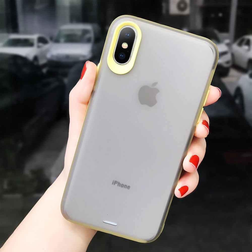 Yellow Матовый противоударный армированный чехол для телефона iPhone 11 11Pro Max XR XS X XS Max 7 8 Plus прозрачный жесткий защитный чехол-накладка - Цвет: Yellow