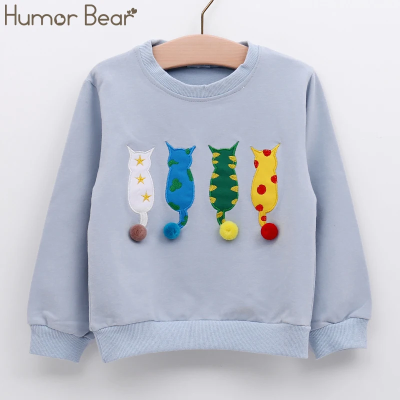sky blue Humor Bear/свитер для малышей; Новинка года; сезон зима-осень; милые теплые свитера для маленьких мальчиков и девочек; вязаный хлопковый свитер в горошек для маленьких девочек - Цвет: sky blue
