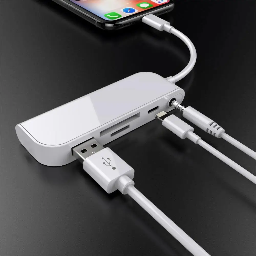 

Multiport 8pin USB Converter Support SD TF Card USB Hub Adapter Multi-function converter Macbooks Pro Air PC computer Accessorie