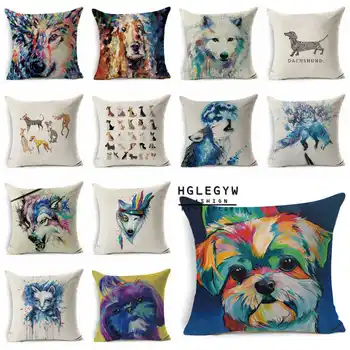 

Soft Watercolour animal Cotton Linen Pillow Case Throw Pillowcase Cotton Linen Printed Pillow Covers Office Home Textile