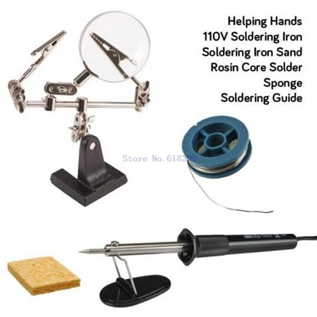 

A2-- Soldering Starter Tool Kit - 30W Iron / Solder / Sponge & Helping Hand