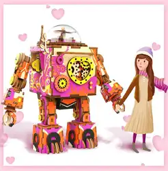 Robotime 3D головоломка Робот-Паззл музыкальная шкатулка оригинальная деревянная креативное украшение подарок на день рождения игрушка