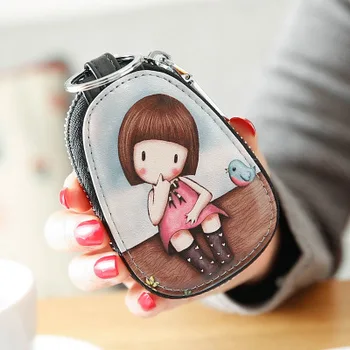 

Cartoon Key Wallets Women Fashion Key Holder Girls Leather Key Pouch Lovely Zipper Key Bags Car Key Wallet