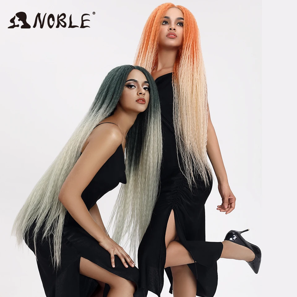 Noble Cosplay Wig Long Braided Wig 38inch Synthetic Lace Front Wigs For Women Pink Green Wig Lace Front Wigs For Black Women