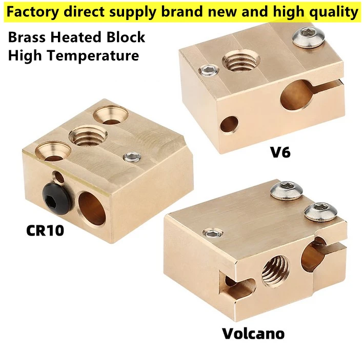 Brand New 3D Printer Parts Brass V6 Volcano CR10 Heated Block For E3D J-Head Print Head Ender 3 Extruder Heating | Компьютеры и офис