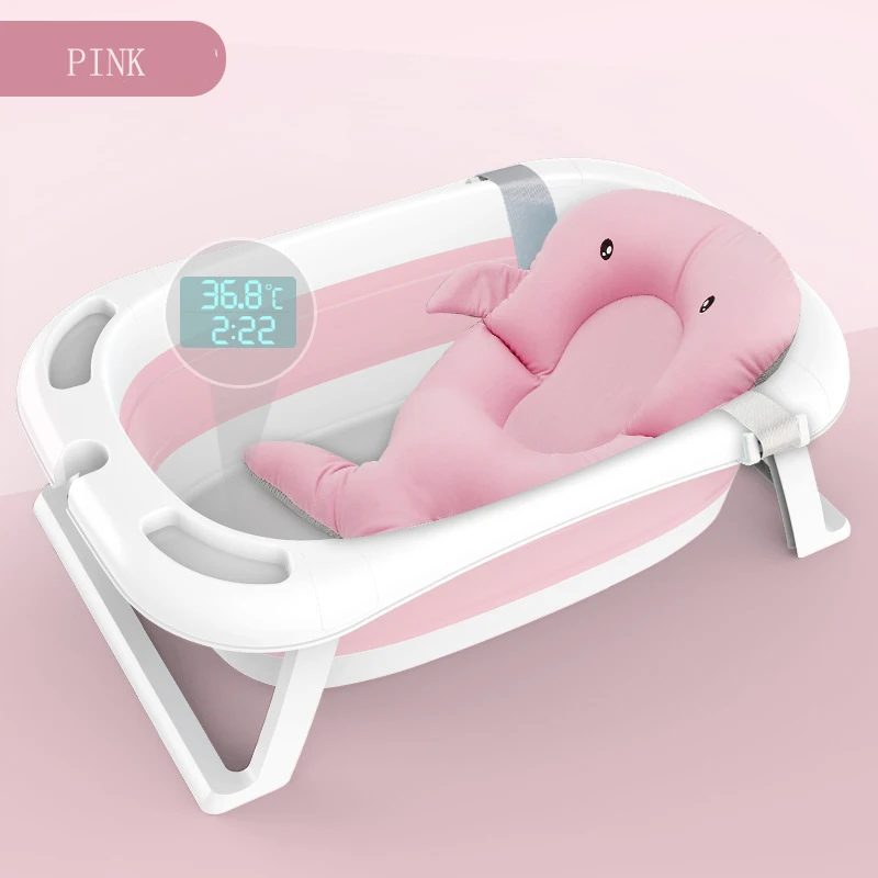 Pink Детская безопасная ванна для ванной, интеллектуальная, постоянная температура, кресло, универсальная ванна для ванной, большие, удлиненные, для новорожденных, принадлежности - Цвет: Pink