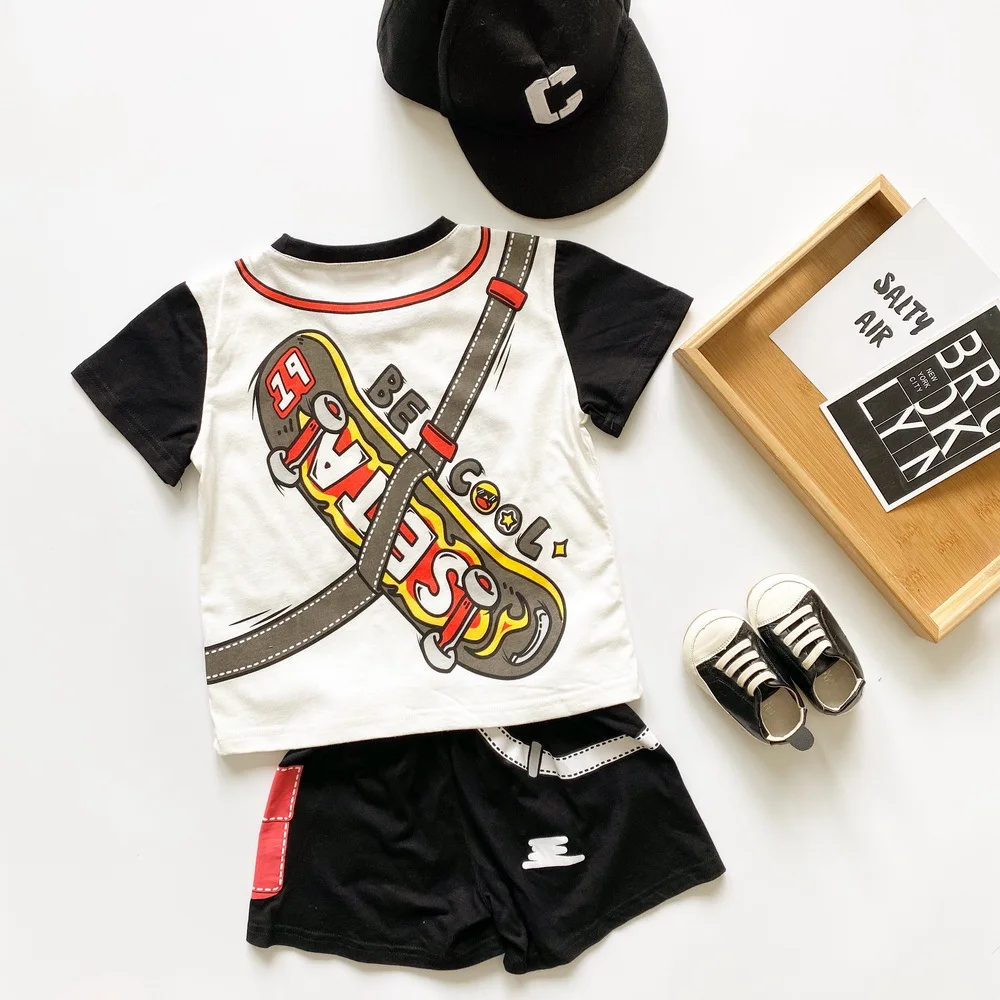 

Костюм для отдыха Tonytaobaby для мальчиков, 3D Ручная роспись, скейтборд, хип-хоп, крутой полностью хлопковый костюм, одежда для мальчиков