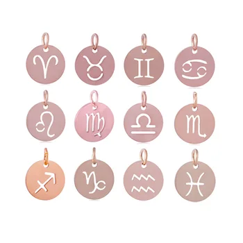 

12 Constellation Zodiac Sign Stainless Steel Charm Pendants for Necklace Jewelry Making