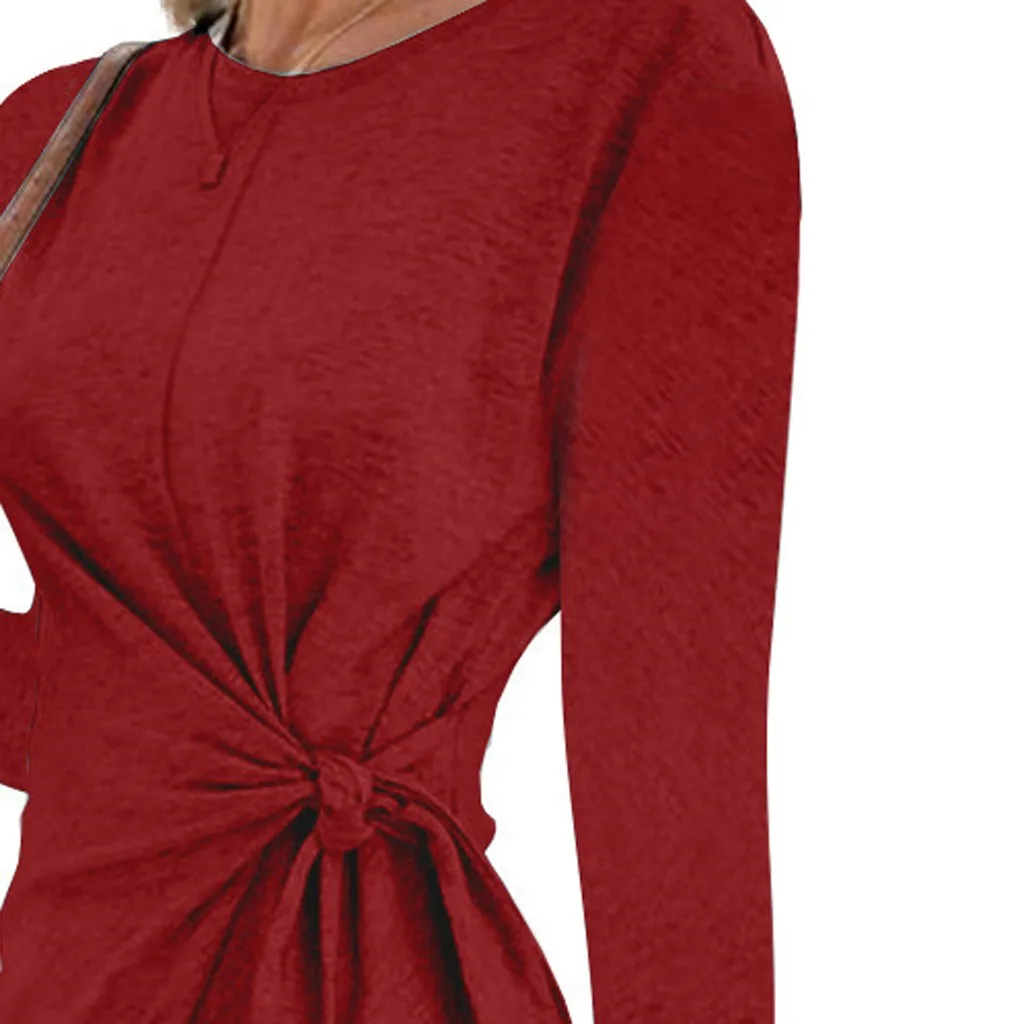 Платье Женское vestidos на Хэллоуин S-2XL de noche vestidos de платье Летнее женское с круглым вырезом однотонное платье с длинными рукавами с принтом Z4