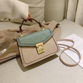 

Women Handbag Fashion Contrast Color Flap Bags Casual Small Square Shoulder Messenger Bag 2020 New Metal Hasp Lady Crossbody Bag
