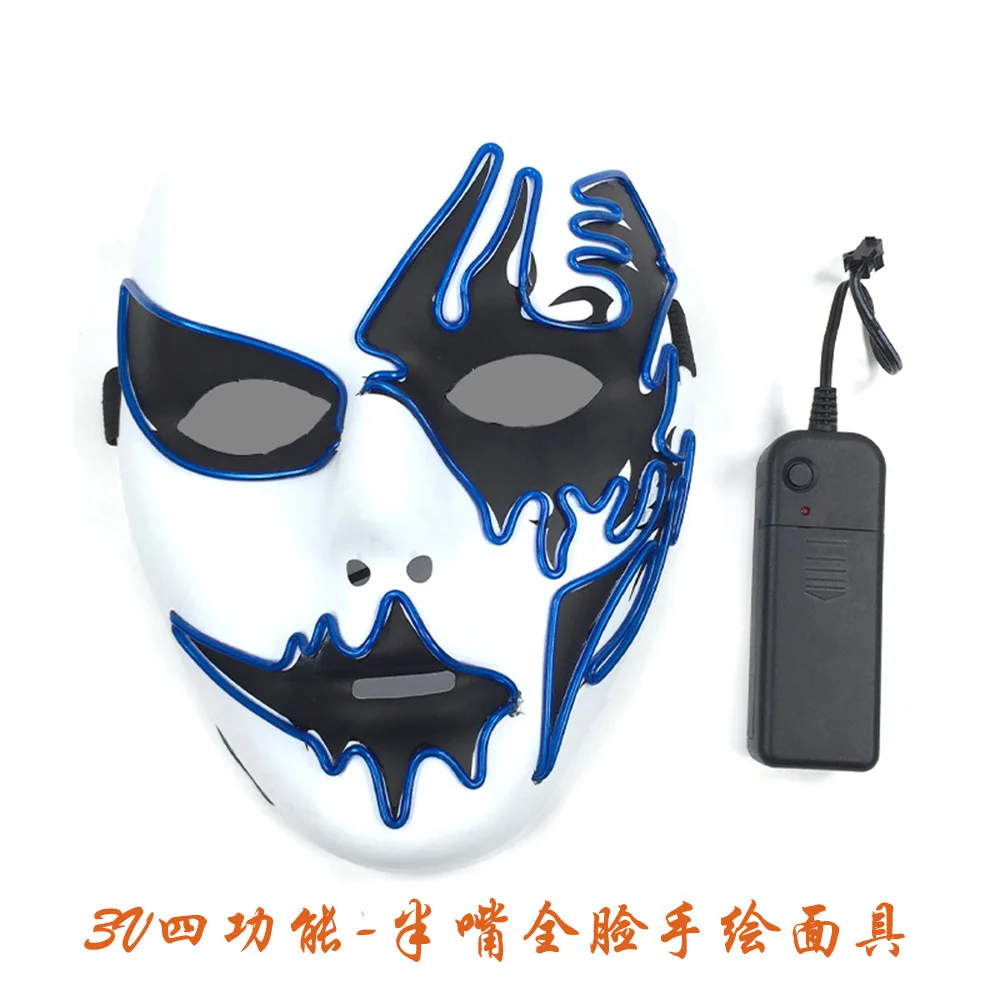 New Style El Cold Light Handsome Boy Shining Hand-Painted LED Ball Party Marshmello Mask COS Halloween