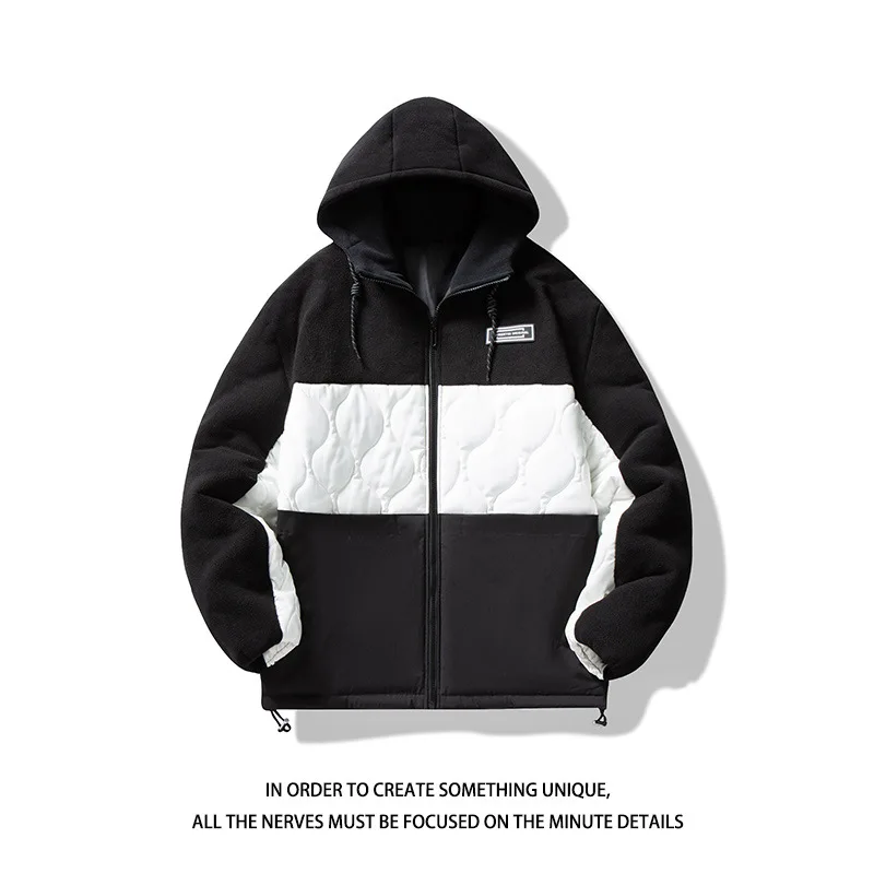 OVERSIZE Stitching Warm Hooded Jacket for Autumn and Winter Couples Plus Size Trendy Color Matching Jacket Winter Clothes