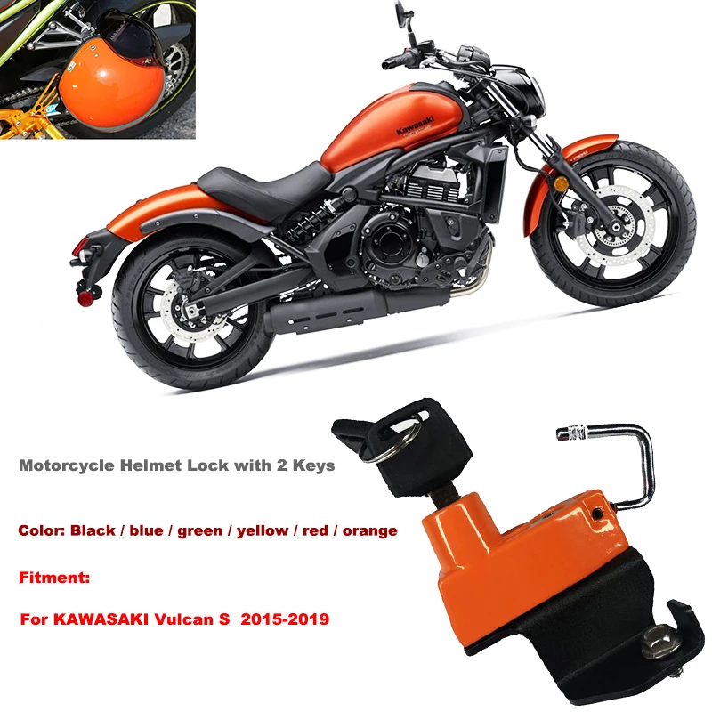 

Motorcycle Helmet Lock Anti-theft Security Aluminum Alloy Mount Hook with 2 Keys For KAWASAKI Vulcan S 2015 2016 2017 2018 2019
