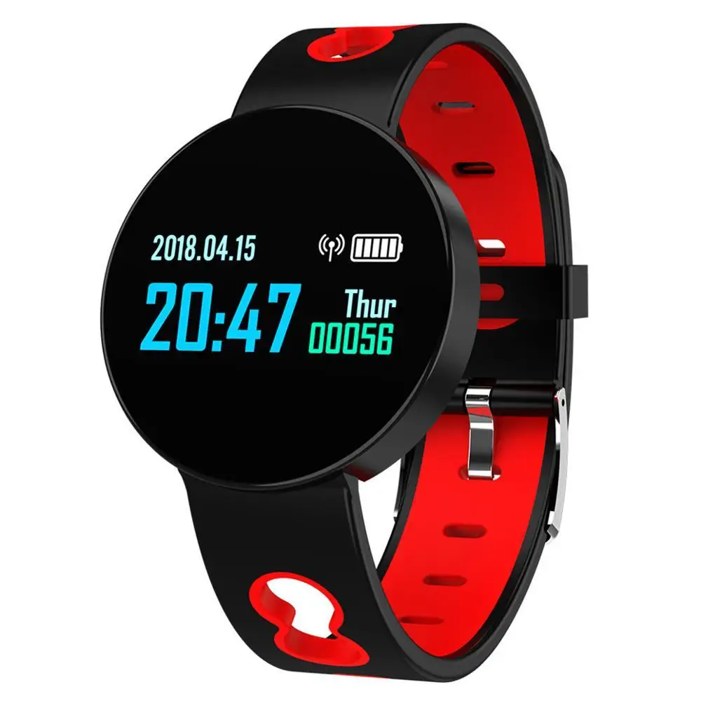 COXRY Смарт-часы для мужчин и женщин фитнес-трекер Браслет измерение мужчин t давления и пульса мониторинг сердечного ритма Android Apple IOS - Цвет: Black red
